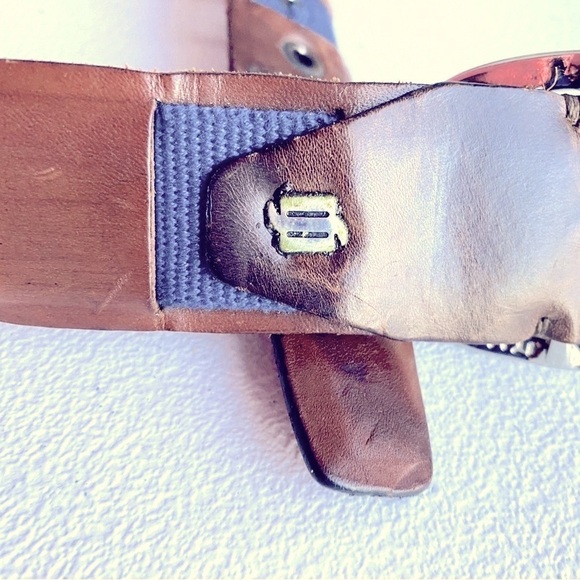 Stefano Corsini Blue Webbing Brown Leather Men's 34” - Picture 2 of 10